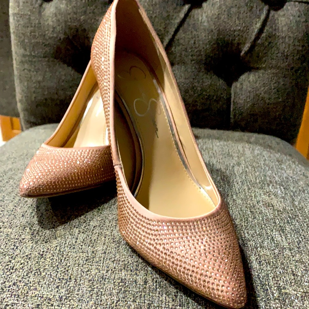 Jessica Simpson rhinestone pumps, 6.5 like new!